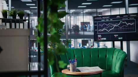 vertical video empty office setup with modern furniture emphasizing preparation for conference