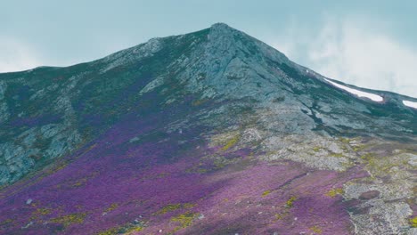 prominent mountain peak and hillslope side of pena corneira spain