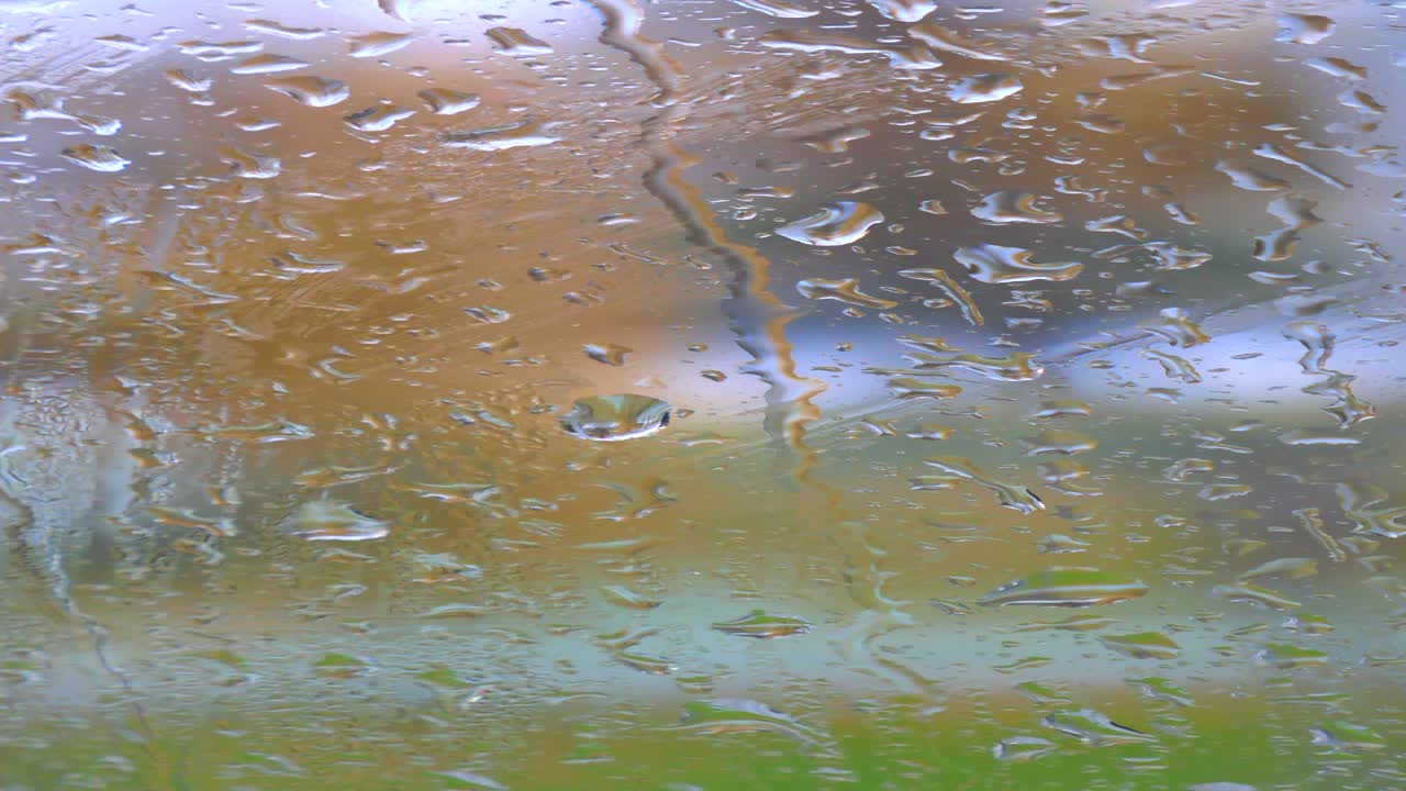 비가 오는 날 창문을 통해 볼 수 있는 풍경