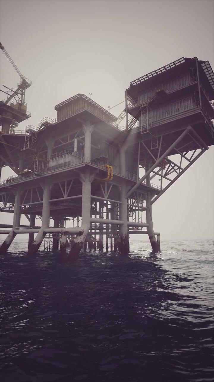 Udforskning af havets enorme vidder nær en tårnhøj olieboreplatform