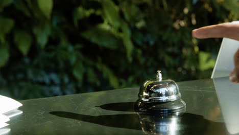 reception bell on a hotel counter