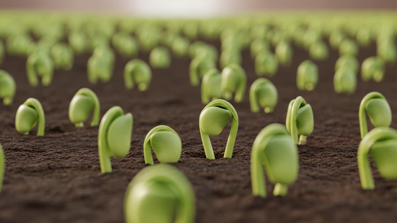 Young Green Sprouts Emerging from Rich Soil