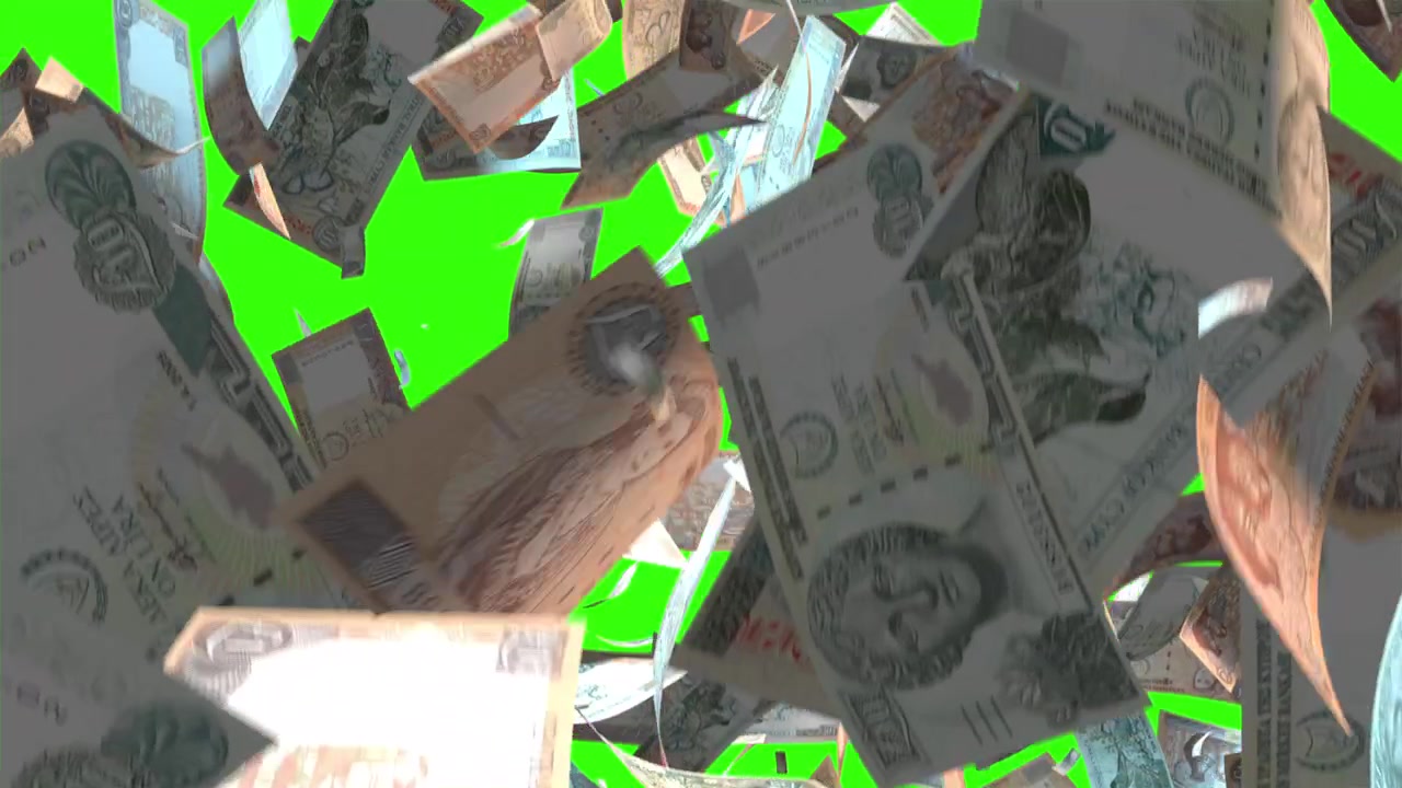 Cypriot Pounds Falling on Green Screen
