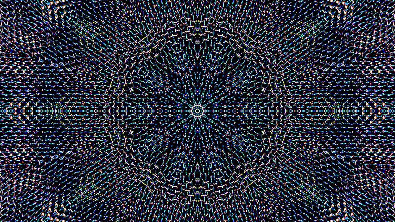 abstract lines colorful light shining round shape in center, black background