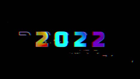 happy new year 2022 glitch effect colorful text animation.