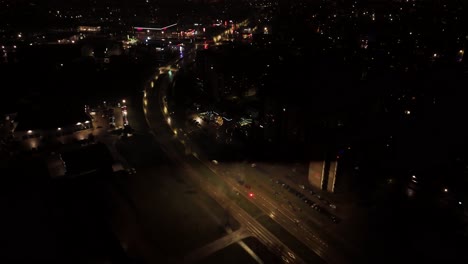 exploding pyrotechnics on a kaunas city road at night