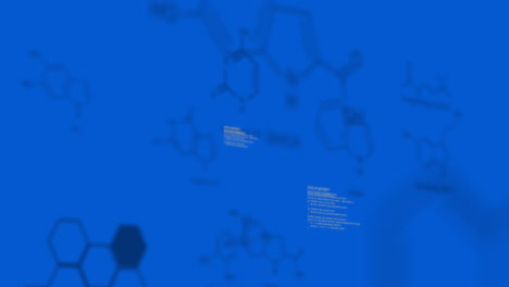 animación del procesamiento de datos científicos sobre un fondo azul.