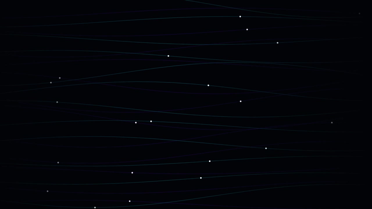 Abstract Motion Background with Glowing White Dots and Wavy Lines