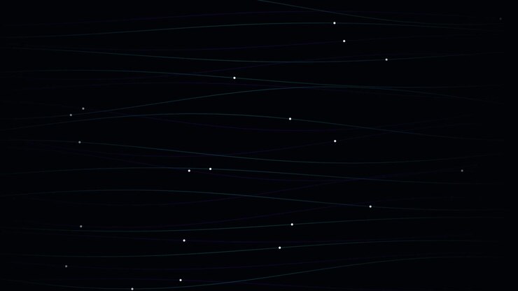 Abstract Motion Background with Glowing White Dots and Wavy Lines