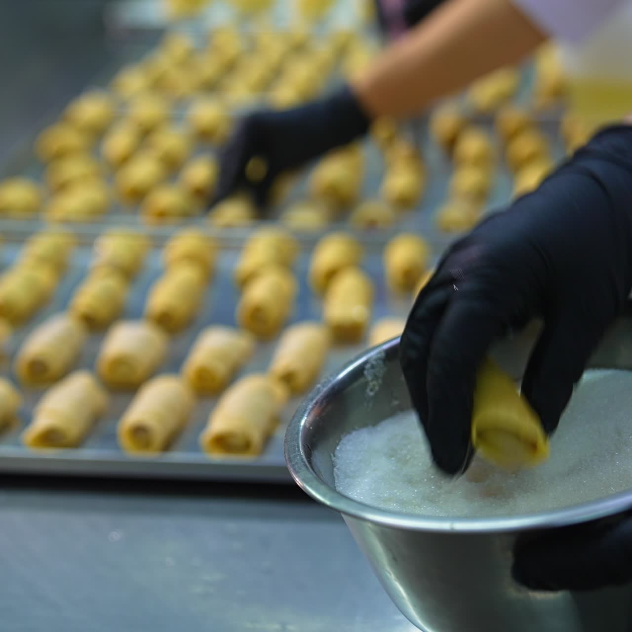 Confectioner working with baking cake. Sweet baking concept