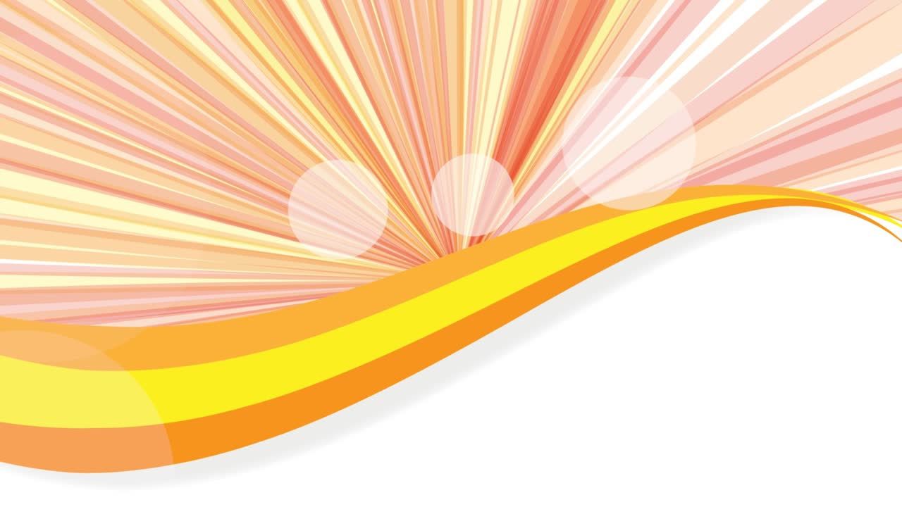 모션 배너 디자인에서 유용한 선버스트의 추상적인 디자인, 애니메이션 오렌지 일러스트레이션, 파도와 함께 방사형 패턴.