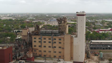 aerial of abandoned manufacturing plant in houston, texas