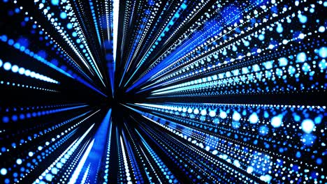 abstract 3d loop background with glowing particles lined up in rows in 3d space. festive vj loop with blue particles and smooth animated camera. motion design background