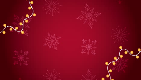 animación de feliz navidad con bombillas de luz y copos de nieve