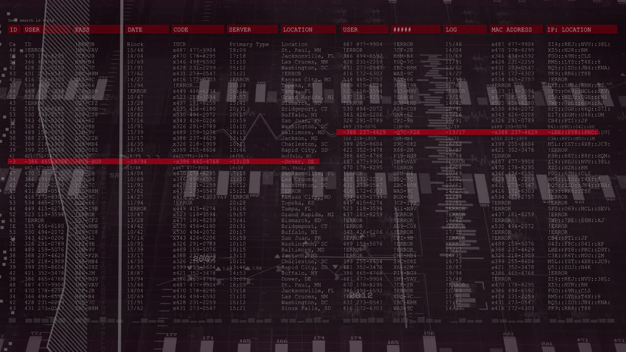 Data processing animation with codes and numbers over digital interface background