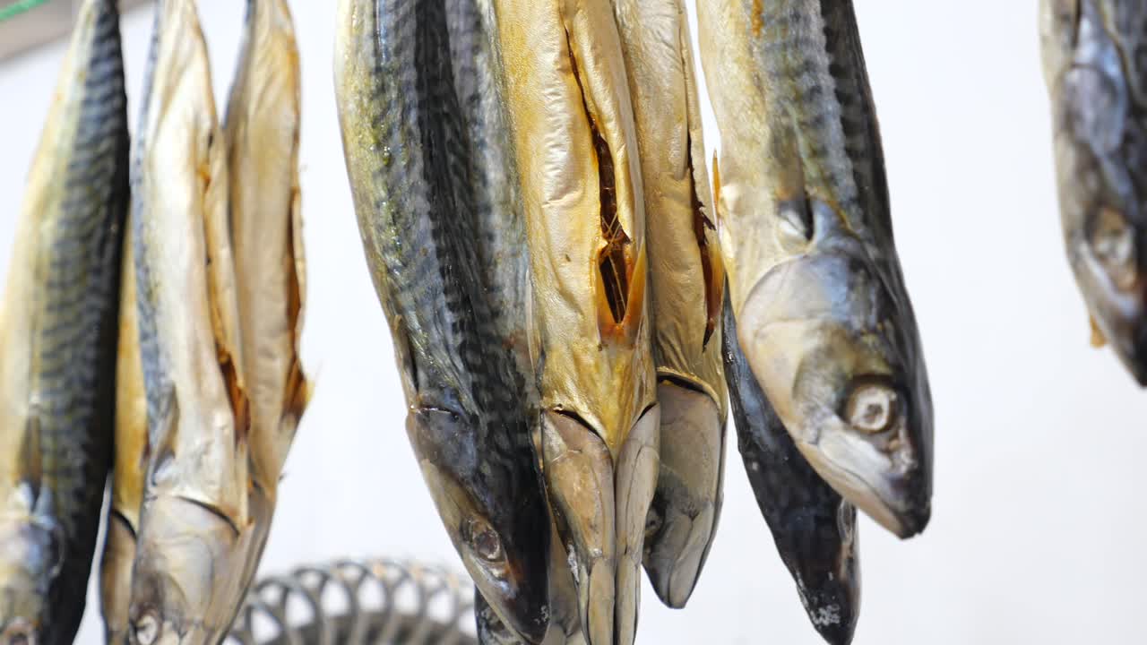 Dried Mackerel Hanging to Dry
