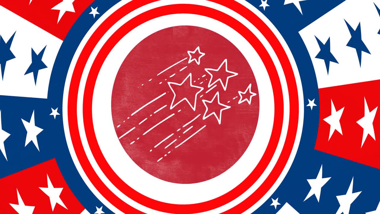 Animation of stars shape over flag of american pattern