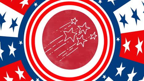 Animation-Der-Sternenform-über-Der-Flagge-Des-Amerikanischen-Musters