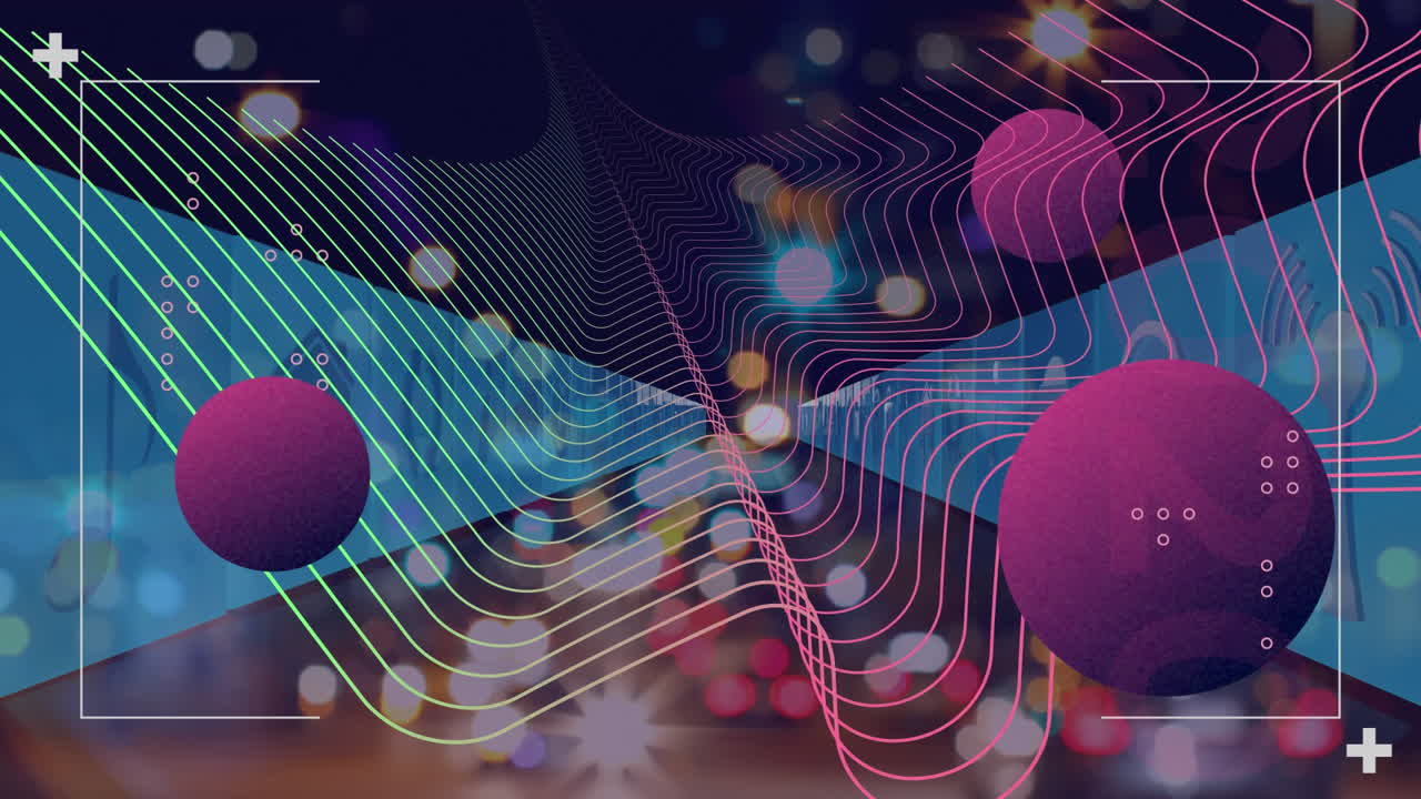 animación de formas que se mueven sobre los iconos de los medios