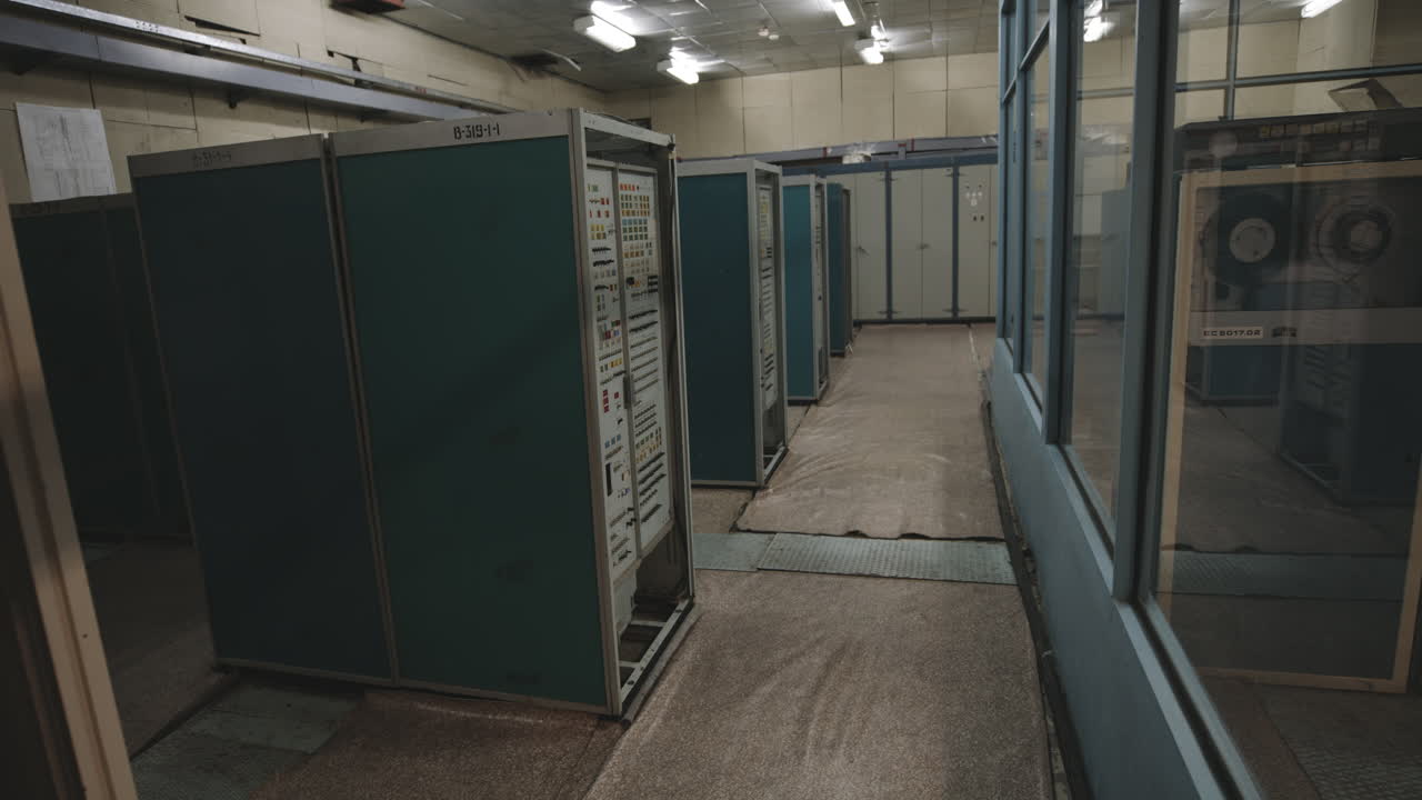 Nuclear Reactor Control Panel At The Chernobyl Nuclear Power Plant In Ukraine - Wide Shot
