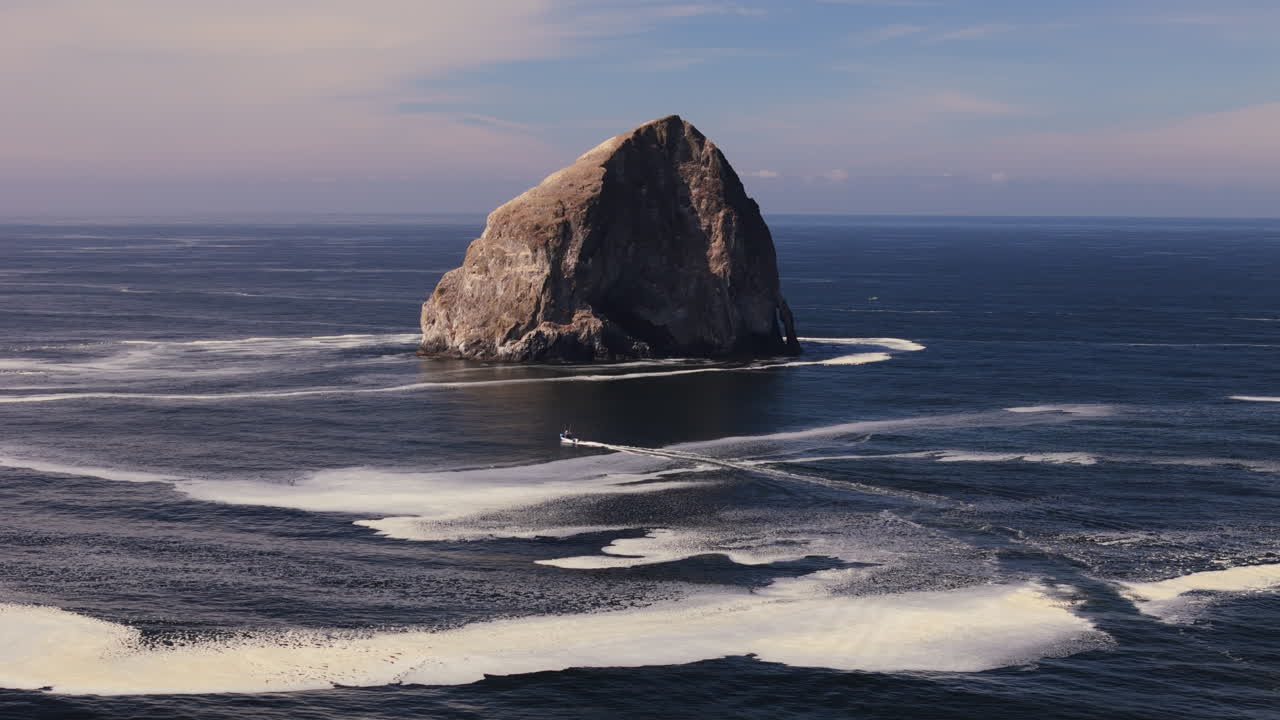 Haystack Rock in the Pacific Ocean