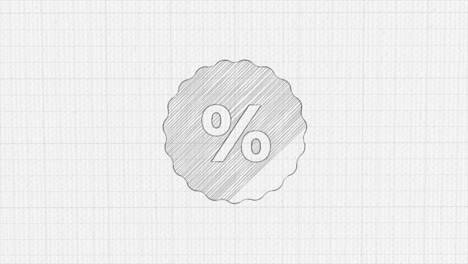 round frame percent icon with color drawing effect. doodle animation. 4k