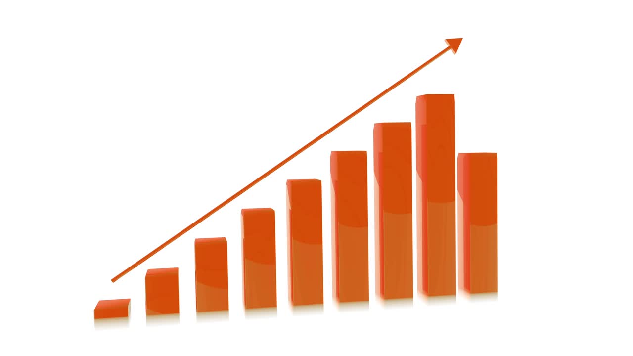00:00 | 00:00 1×  4k Three Dimensional Growing Business Bar Chart Animation, Orange Color