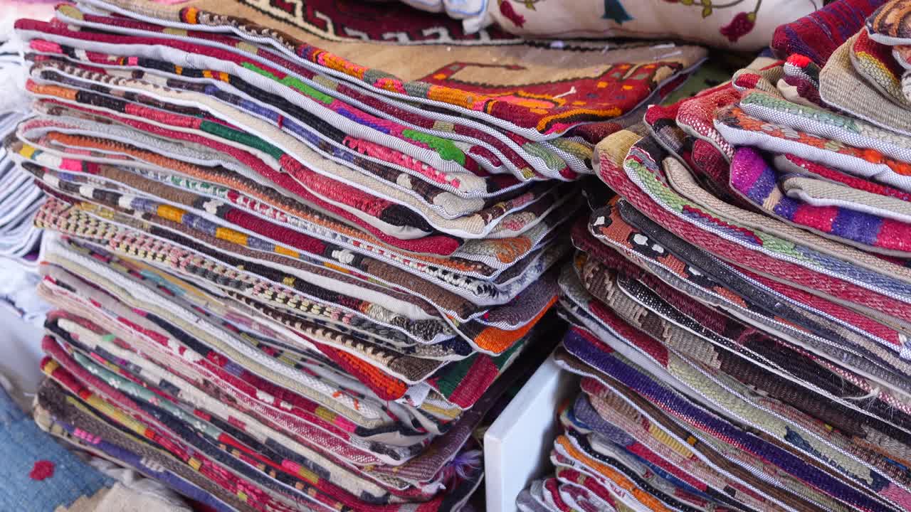 Stacked Colorful Decorative Pillows