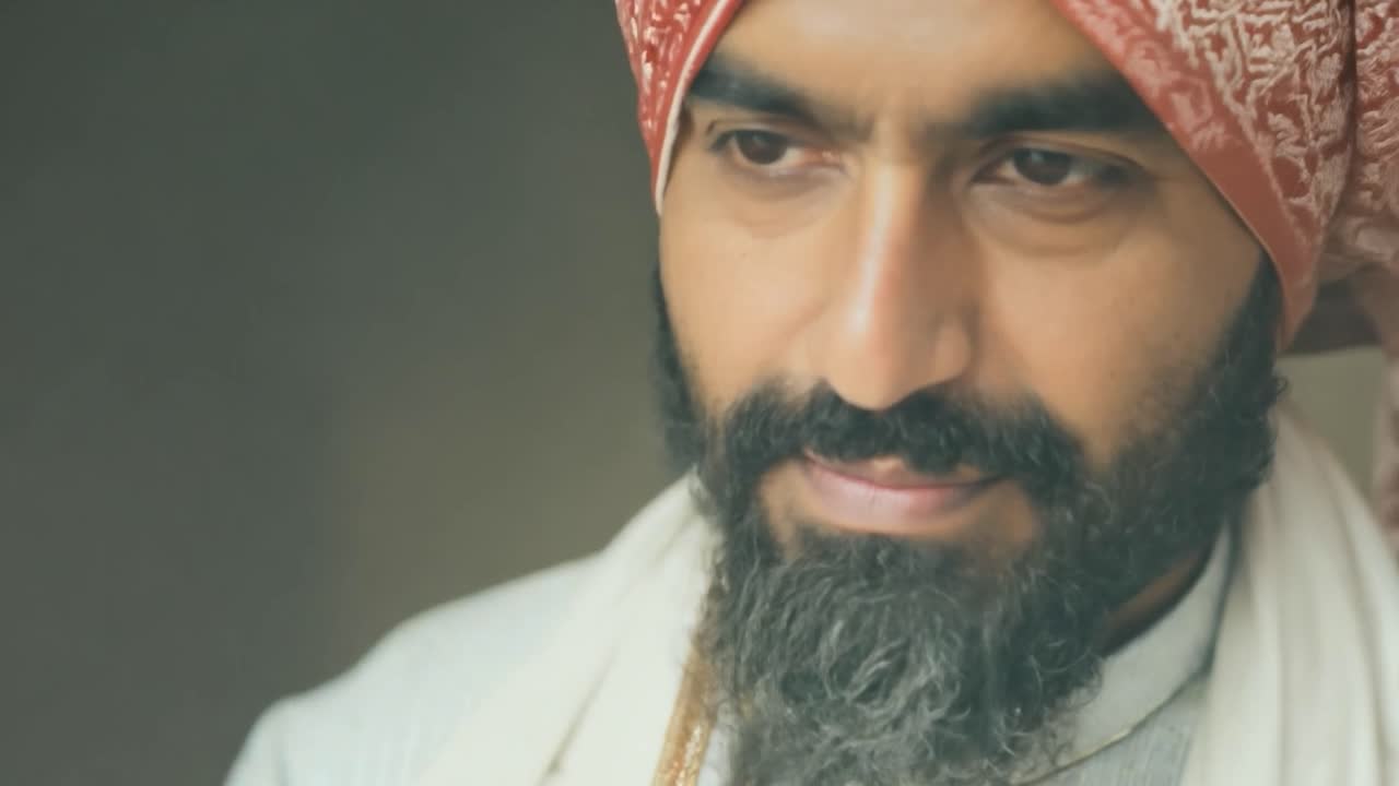 retrato de un hombre sikh con un turbante