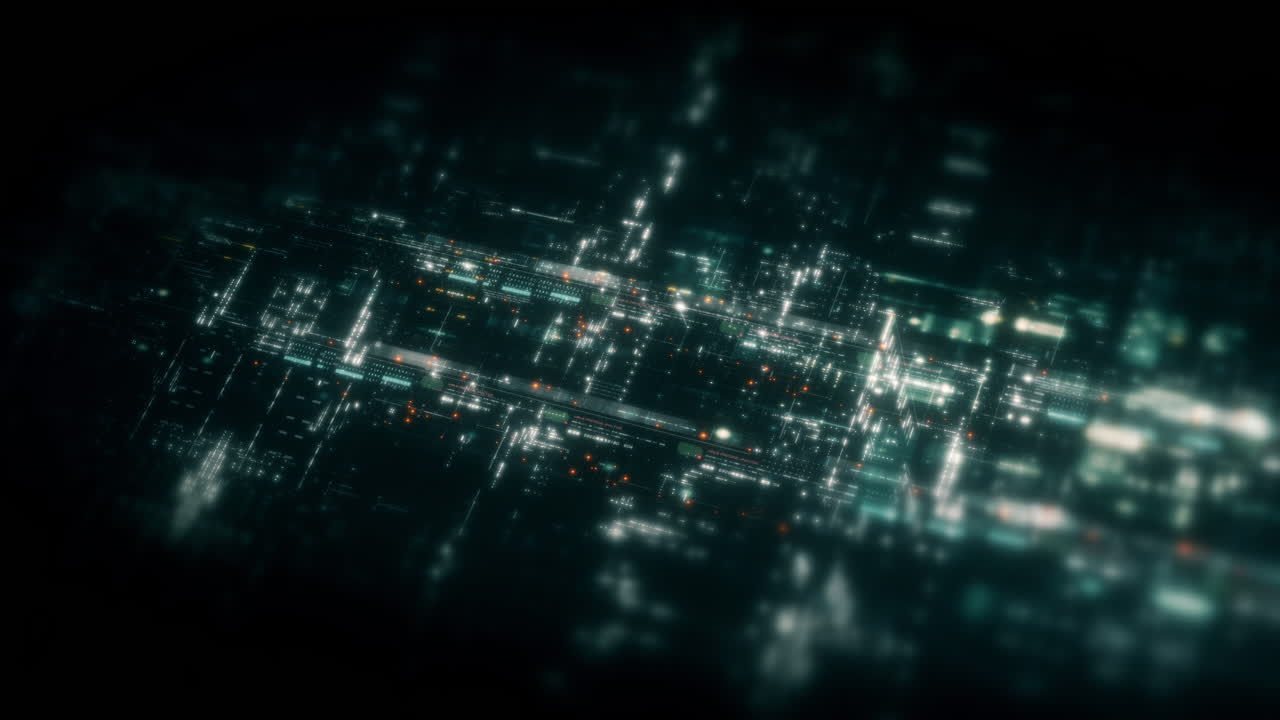 Abstract particle motion with vibrant colors, digital flowing particles, VR, futuristic sci-fi, tech innovation, and immersive cyber space background