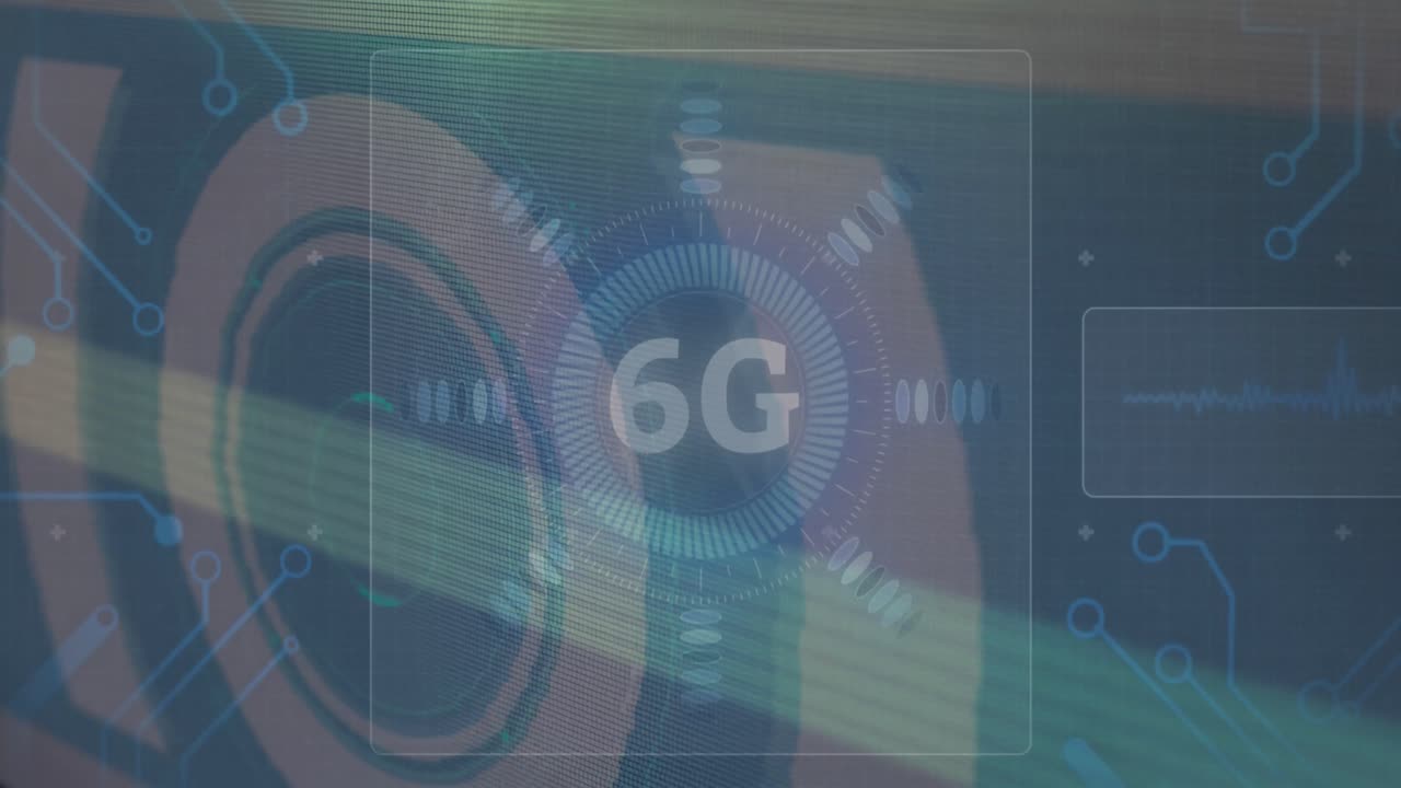 animación del escaneo del alcance y texto de 6g