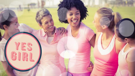 animación de sí chica texto diverso sobre grupo de grupo diverso de mujeres sonrientes