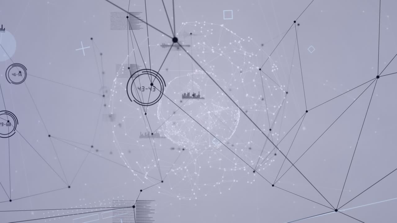 Animazione di una rete di connessioni e del globo su sfondo bianco