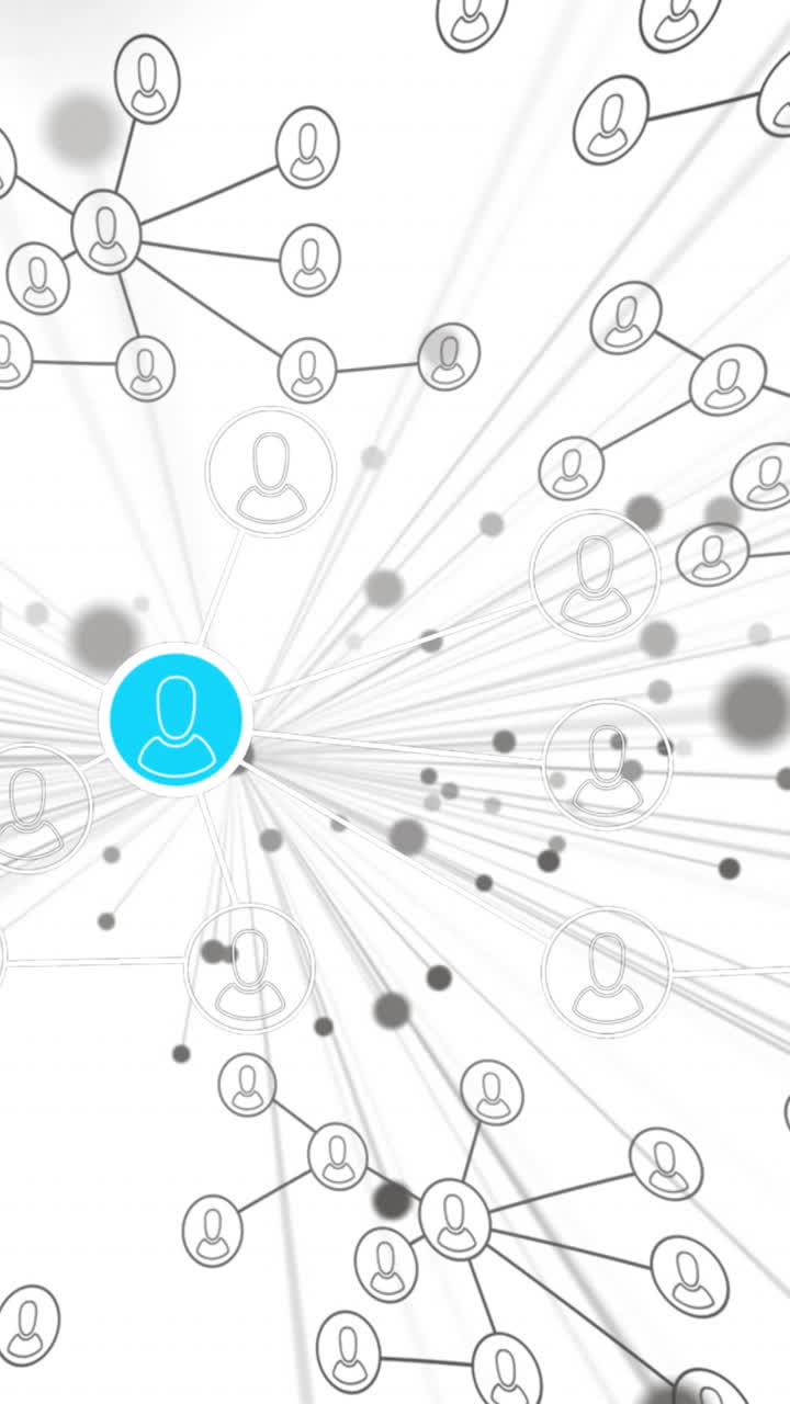 animación de la red de conexiones con los iconos de las personas sobre fondo blanco