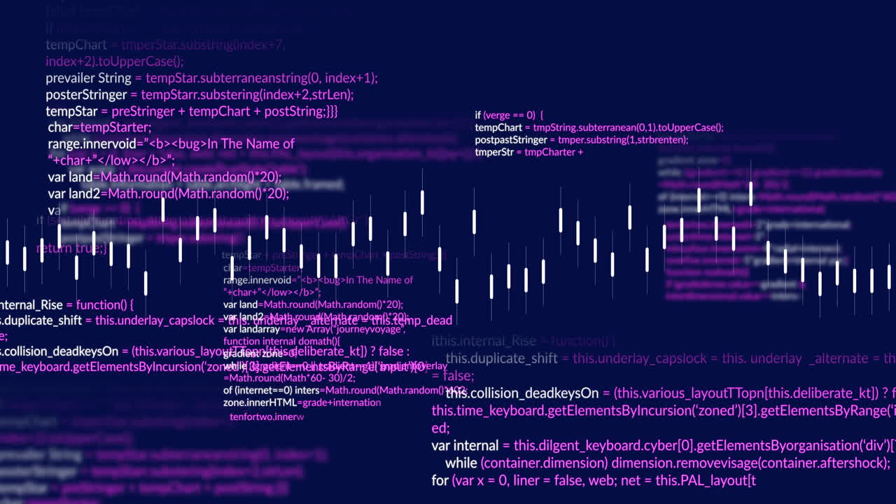 Animation of lines and programming languages moving on abstract background