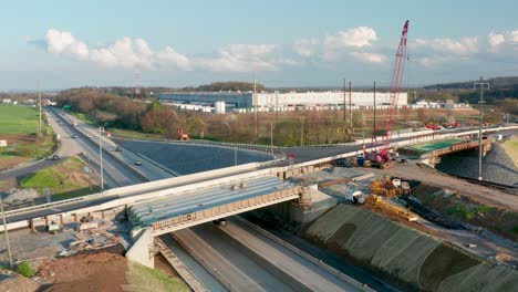 aerial of major highway bridge overpass replacement