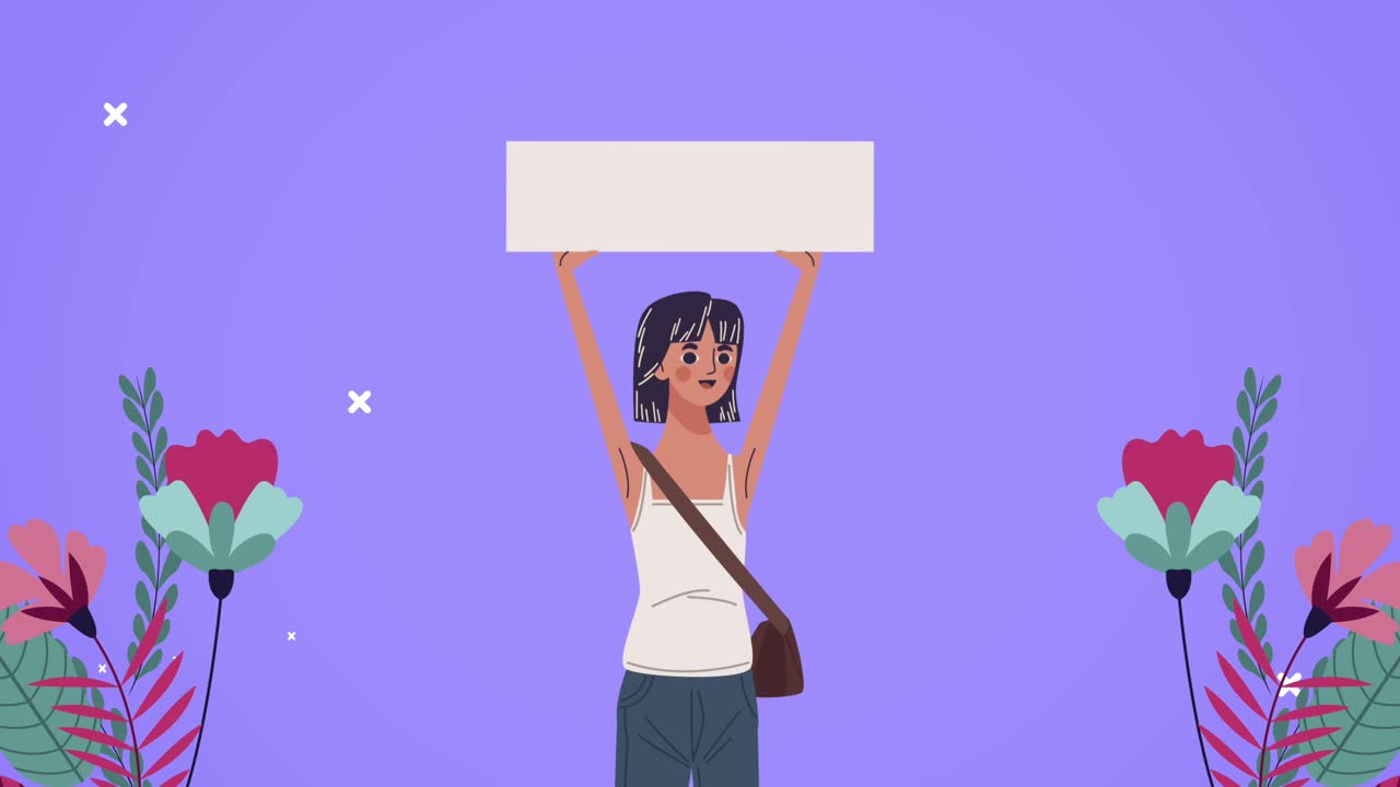 여성이 발을 들어 올리는 여자 축하 여성의 날 카드