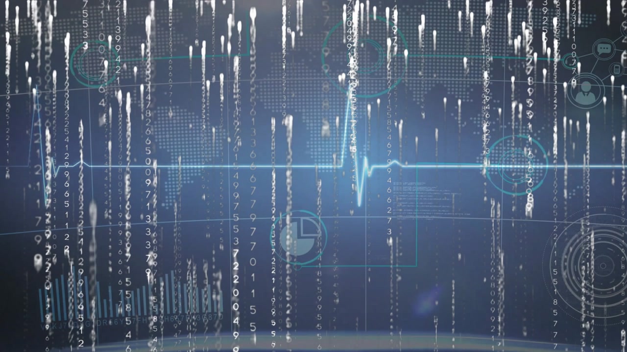 Pulse spike initiating numeric streams streaming over ECG line and map for interface visualization