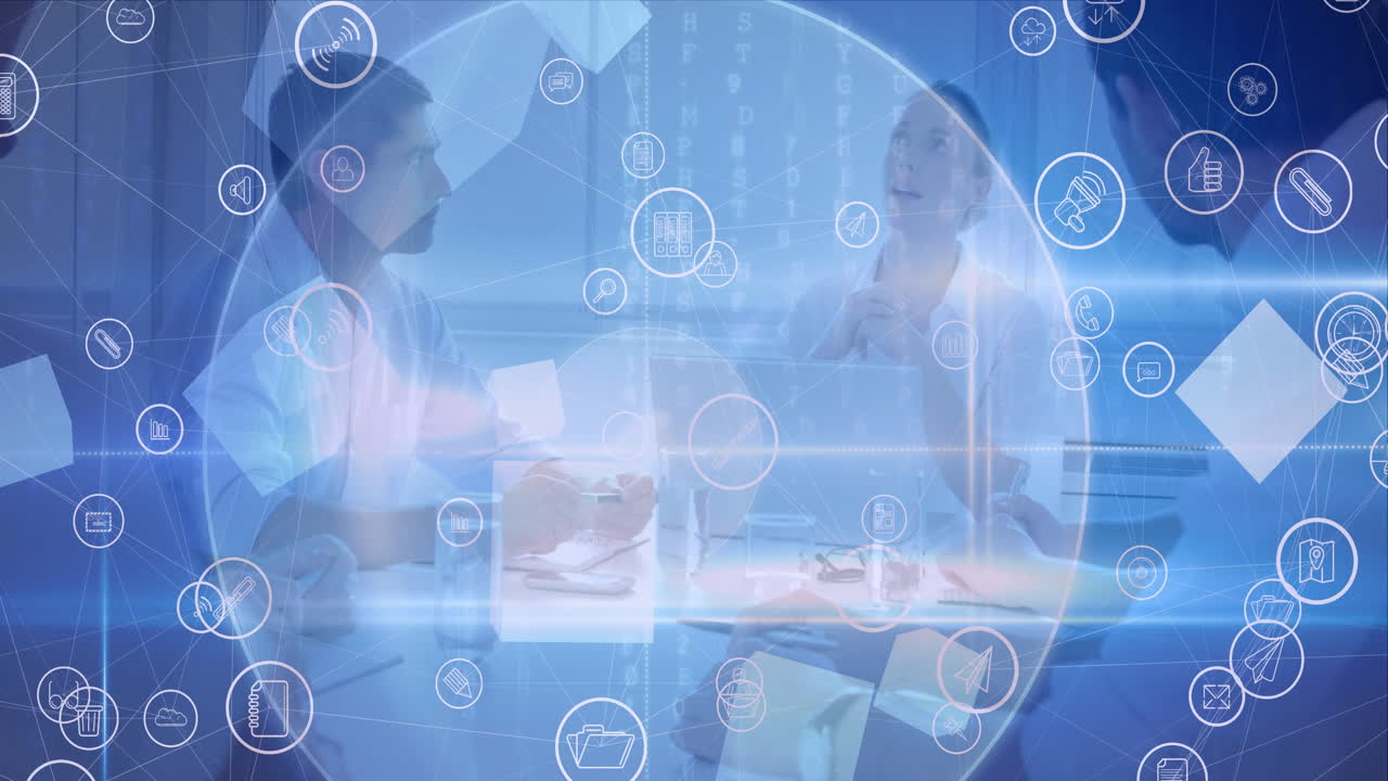 비즈니스 사람들에 대한 아이콘과 연결 네트워크의 전 세계의 애니메이션