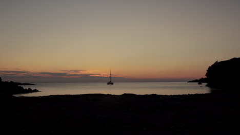 Sunset-Timelapse-in-Cala-Codolar,-Ibiza,-Spain