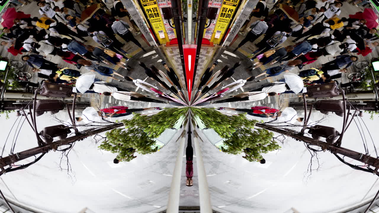 timelapse of tokyo city scene and skyline made into abstract fisheye tiny planet