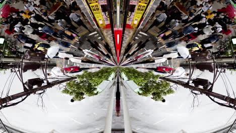 timelapse of tokyo city scene and skyline made into abstract fisheye tiny planet