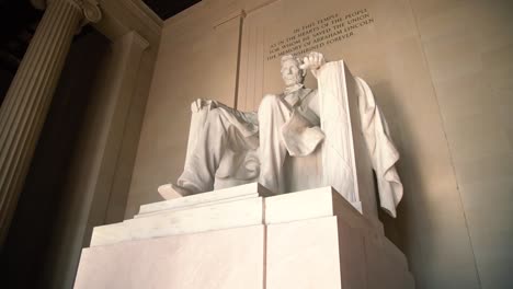 imposing low-angle of abraham lincoln statue in washington, dc, usa.