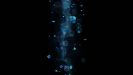 colorful bright snow crystals swinging in winter background with sun flares. beautiful nature scene. illustration winter snowflakes. loop animation.