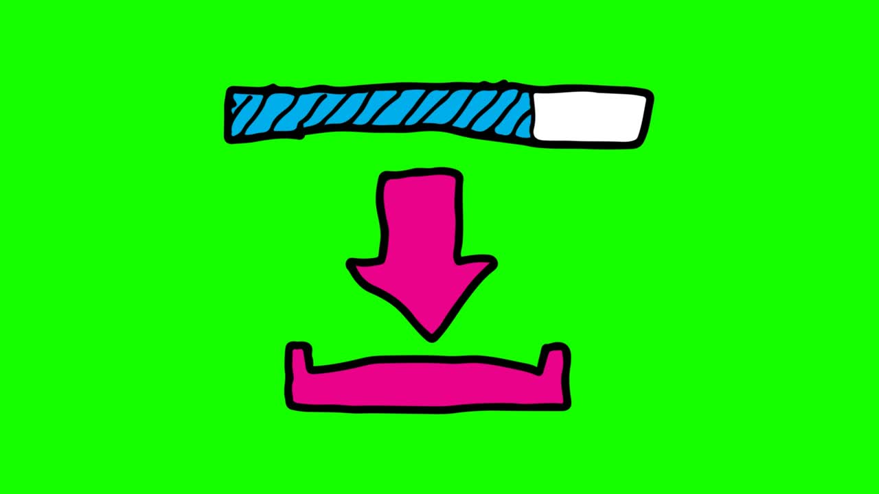 아이들은 다운로드 아이콘의 주제로 녹색 배경을 그립니다.