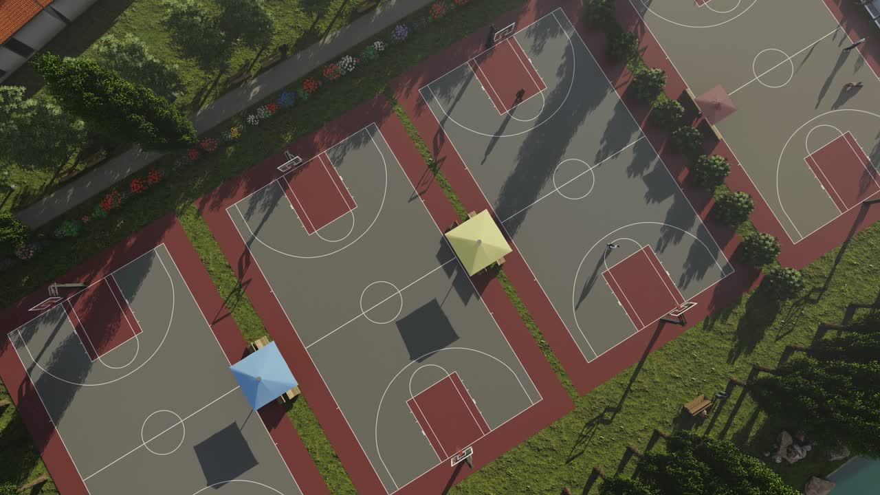 농구 코트, 하이 뷰, 4k