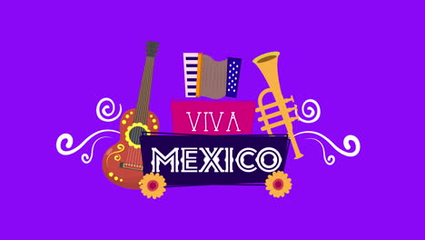 viva mexico animation with musical instruments