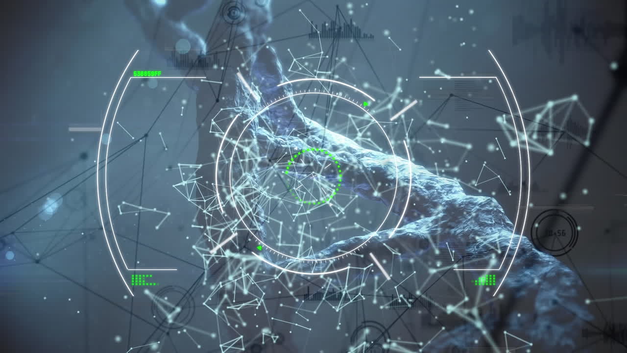 회색 배경 위의 dna 가닥으로 과학 데이터 처리의 애니메이션