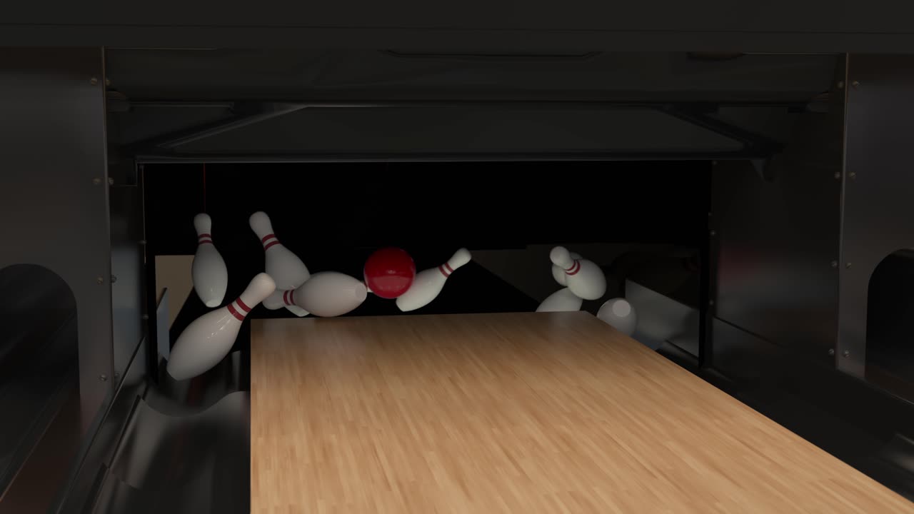 Strike di bowling al rallentatore.