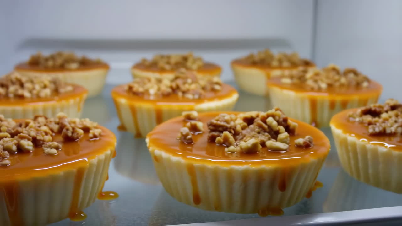 Delicious Mini Caramel Nut Desserts on Display